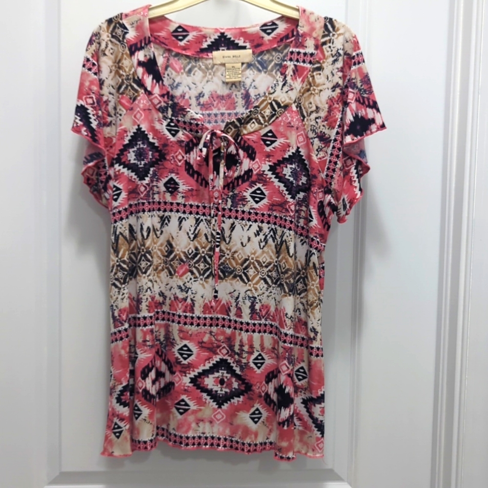 Pretty pink and multi colored top